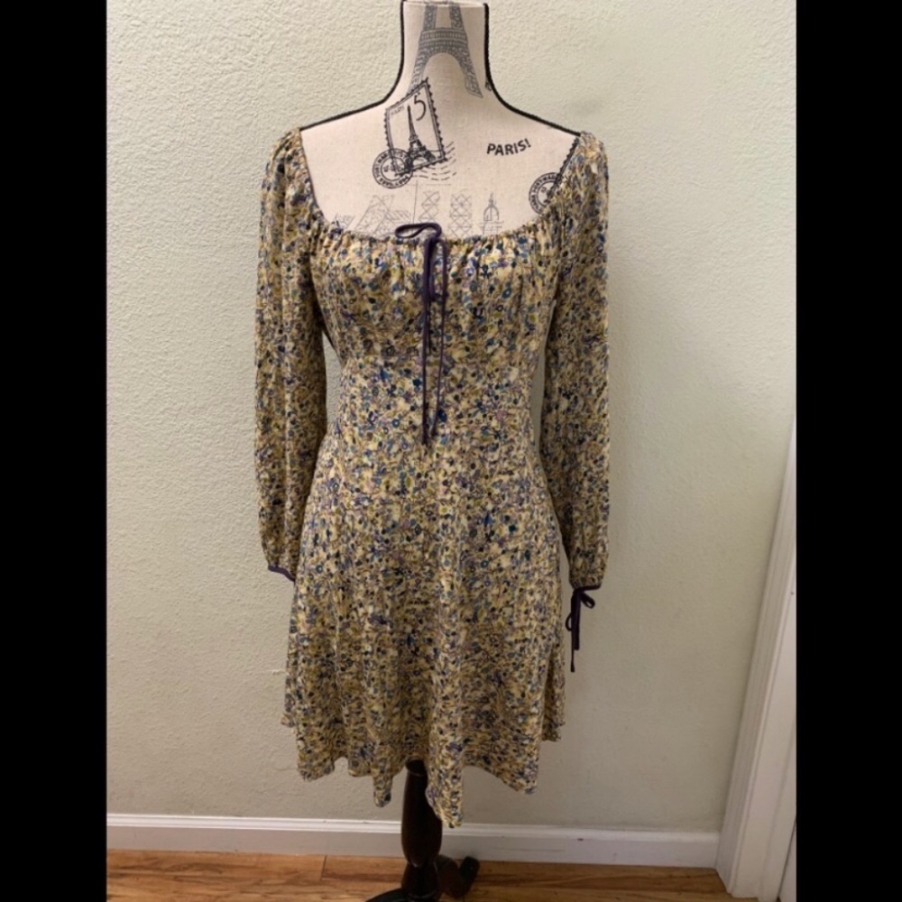 Floral Side Tie Peasant Dress